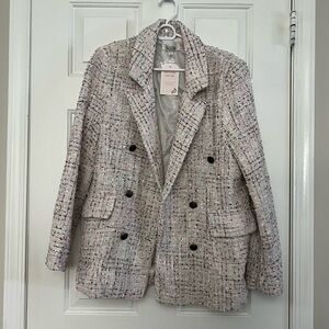 She + Sky Pink, Grey, and Black Sparkly Blazer NWT